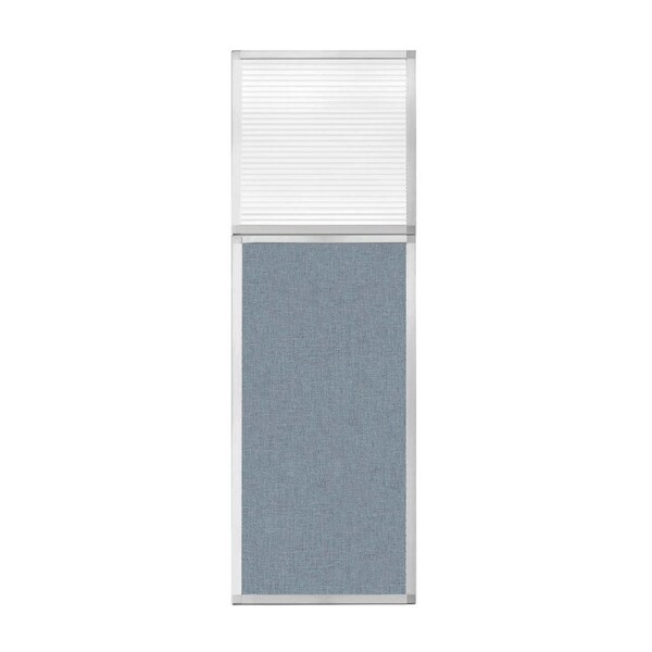 Hush Panel Configurable Cubicle Partition 2' x 6' W/ Window Powder Blue Fabric Clear Fluted Window